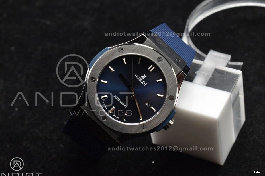 Best Dial Blue HBF Classic On Edition 1:1 SS 42mm Blue Strap Gummy A2892 Fusion 0130